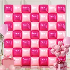 50PCS Hot Magenta Pink Square Foil Balloon Wall(Magenta & Hot Pink)