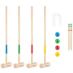 Grasshopper Games: Croquet - Classic Yard Game, Wood Set, 4 Mallets, Colorful Balls, Travel Bag, Outdoor Play, Party & Lawn Activity, Family Age 3+