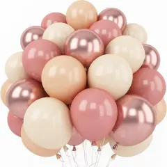 60 Packs 12 Inch Dusty Pink Metallic Chrome Rose Gold White9(Retro Pink)