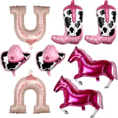 Pink Cowgirl Hat Boot Horse Latex Balloons(pink)