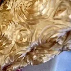 1 Yard 3D Rose Design Satin Rosette Ribbon Fabric 54" Width Ivory