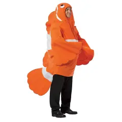 Clownfish Adult Costume Bright Orange White One Piece Body