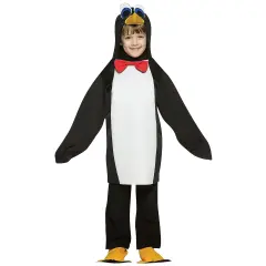 Penguin Child Lightweight Costume with Hood and Flipper Shoe Covers 4-6X