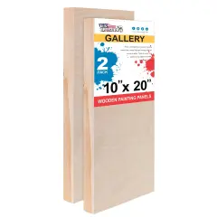 Unfinished Cradled Wood Panels for Painting, 2 Pack of 10x20 inch - Gallery Birch Wooden Canvas Boards 1-1/2" Deep - Mixed-Media Craft, Acrylic, Oil, Encaustic, Paint Pouring