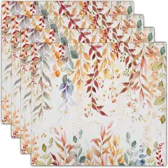 Set of 4 Fall Eucalyptus Leaf Table Placemats - 12x18 Inch