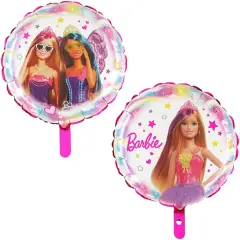 18 Inch Double Sided Barbie Character Round Foil Balloon With Polka Dot(Pink)