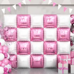 Pink and White Square Balloon (Pink White)