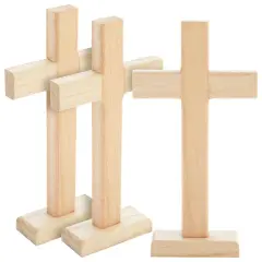 Wood Crosses for Crafts, Wooden Cross (8.7 in, 3-Pack) Brown