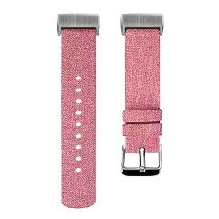 Insten Fabric Watch Band Compatible with Fitbit Charge 3, Charge 3 SE, Charge 4, and Charge 4 SE, Fitness Tracker Replacement Bands for Men and Women, Rose Red Pink