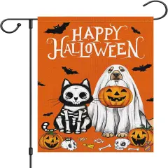 Halloween Ghost Dog Garden Flag 12x18(Multicolor)