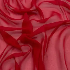 1 Yard Premium Silk Chiffon Solid Tango Red Fabric Lightweight 44 Inch Width