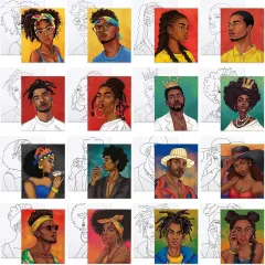 16 Pcs Pre Drawn Canvas Painting Kits (Couples, 8x10 in)