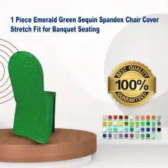 1 Piece Emerald Green Sequin Spandex Chair Cover Stretch Fit for Banquet Seating