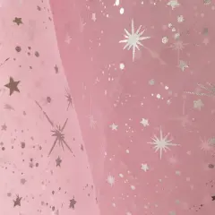 1 Yard Star Bursts Sheer Organza Fabric, 58/60" Wide 100% Polyester for Wedding, Crafts & Decorations Pink