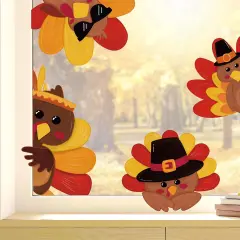 Thanksgiving Turkey Window Decal - 4 Sheets