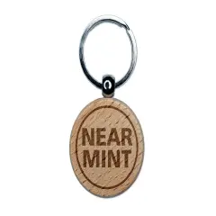 Near Mint Condition Quality Description Engraved Wood Round Keychain Tag Charm