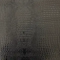 1 Yard 3D Embossed Gator Vinyl Fabric Faux Alligator Upholstery Craft Material Durable 56" Width Black