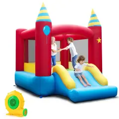 Costway Inflatable Bounce Castle Kids Jumping Bouncer Indoor Outdoor with 480W Blower