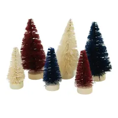 Bethany Lowe 3.5 Inch Old Glory Mini Bottle Brush Patriotic Decorative Tree Set , Multi Seasonal Decor July 4Th Multicolored
