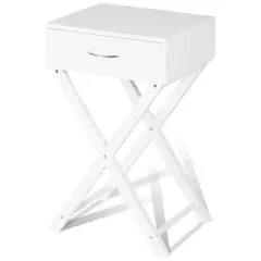 X-Shape 1 Drawer Nightstand End Side Table Storage White