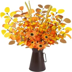 22.5" Artificial Fall Flowers with Metal Pot