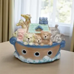 Ceramic Noah's Ark Piggy Bank, Home D&eacute;cor, Religious D&eacute;cor, Religious Gift, Church D&eacute;cor, Baptism Gift, Nursery Room Decor