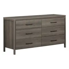 Engineered Wood Modern 6-Drawer Double Dresser with Smooth Glides Grey