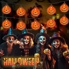 8.5Ft Halloween Pumpkin LED String Lights with 10 PCS Jack O Lantern