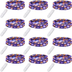 12 Pack Purple Orange Fairy Lights Battery