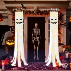 2pcs - Halloween Ghost Windsocks Flag with Lights