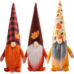 3 Pcs Fall Gnomes with Pumpkin