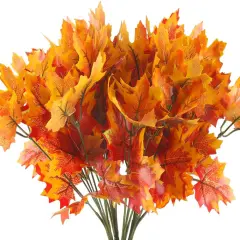 4 Pcs Artificial Fall Maple Leaves Branches Bush