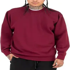 Men's Crew Neck Fleece Pullover Sweater| RADYAN&reg; MAROON