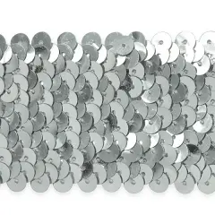 5 yards of 5 Row 1 3/4" Metallic Stretch Sequin Trim | 5 yard cut Silver