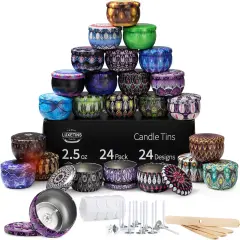 24 Designs Metal Tins for DIY Candle Crafting