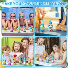 6 Pcs Summer Ceramics to Paint Ready to Paint Your Own Gnome Statues 5.12 Beach Theme Paintable Figurines DIY