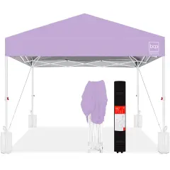 Best Choice Products 10x10ft Easy Setup Pop Up Canopy w/ 1-Button Setup, Wheeled Case, 4 Weight Bags Lilac/White