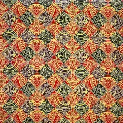 1 Yard Traditional Polynesian Tattoo Design Fabric, 100% Polyester Peachskin, 45" Wide Red/Black/Yell