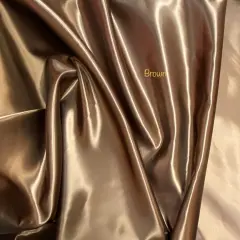 1 Yard Brown Bridal Satin Fabric 58/60 Inch Wide Smooth Lustrous Polyester for Sewing, Fashion & Decor