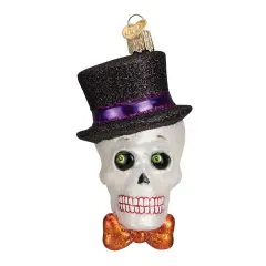 Old World Christmas 4.25 In Top Hat Skeleton Halloween Tree Ornament , Halloween Decor Ornament Halloween Spooky White