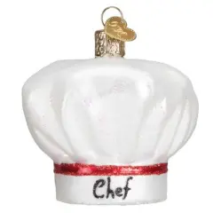 Old World Christmas 2.5 Inch Chef's Hat Christmas Tree Ornament , Toque Cook Food White