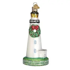 Old World Christmas 4.75 In Ocracoke Lighthouse Christmas Tree Ornament , Ornament Coastline Beacon White