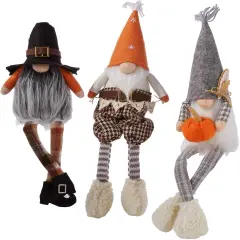 Mud Pie Fall Dangle Gnome (Pilgrim), Brown, 9" x 4"