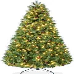Frosted Scotch Pine Christmas Tree Cordless Setup with 1,320 Tips & 2-in-1 LED Lights for indoor holiday decoration
