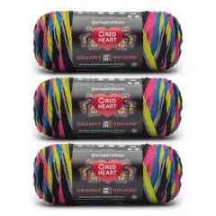 Red Heart All in One Granny Square Yarn 24 Pack-Neon Lights