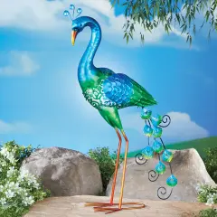 Collections Etc Solar Powered Peacock Garden Statue, 26" H