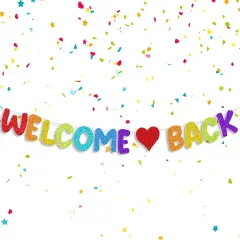 Colorful Glitter Welcome Back Banner for First Day of School Decorations