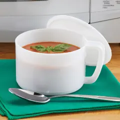 Collections Etc Microwave Bowls with Easy-Grip Handles and Lids - Set of 4