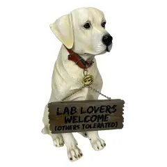 Labrador Retriever Garden Welcome Statue Reversible Sign Don't Stop Retrievin