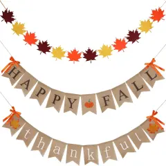 3 Pieces Happy Fall Banner